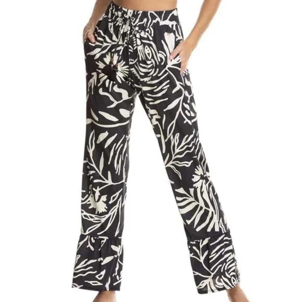 Maaji Black and White Floral Print Pants OS